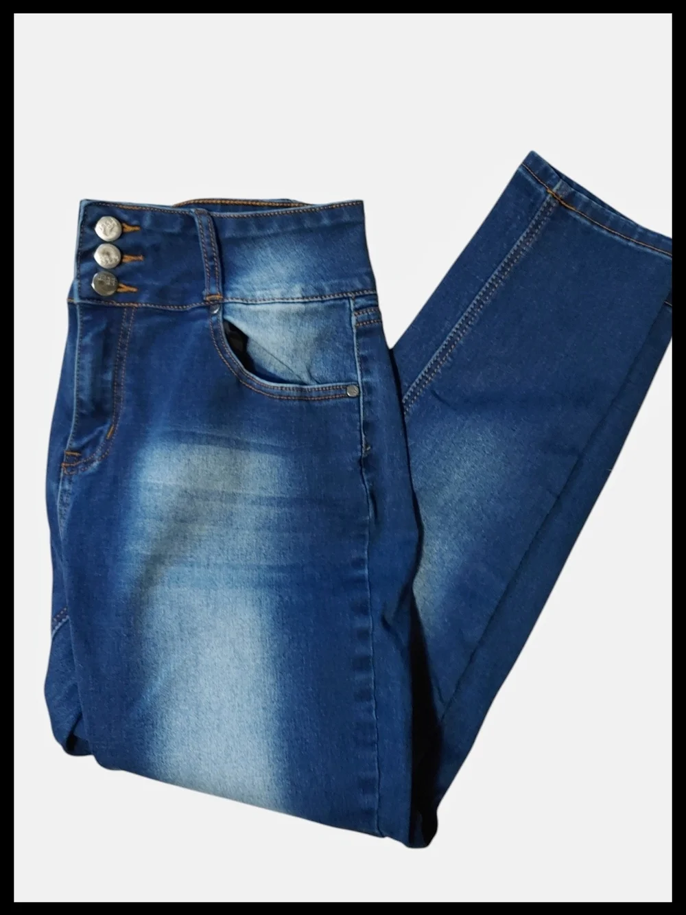 High-Rise Blue Women's Jeans - Picture 4 of 6